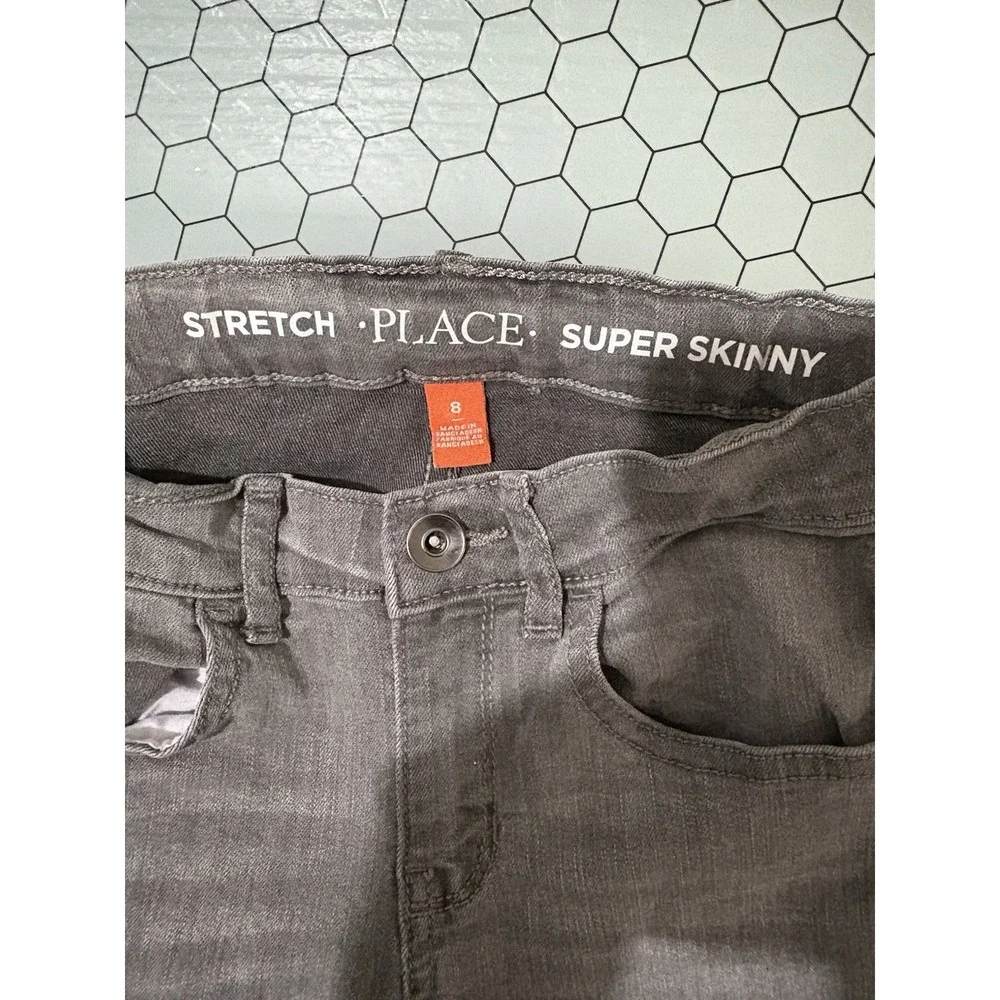 THE CHILDRENS PLACE SIZE 8 GIRLS JEANS STRETCH‎ SUPER SKINNY GRAY DENIM